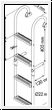Folding ladder st. steel 4 steps, width 195mm with 90� crook